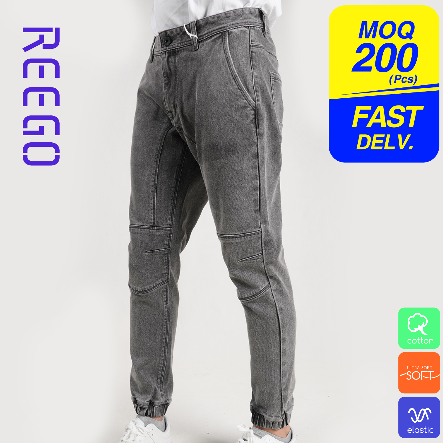 men’s mid waist grey cuffed fit sports pants K25J016B
