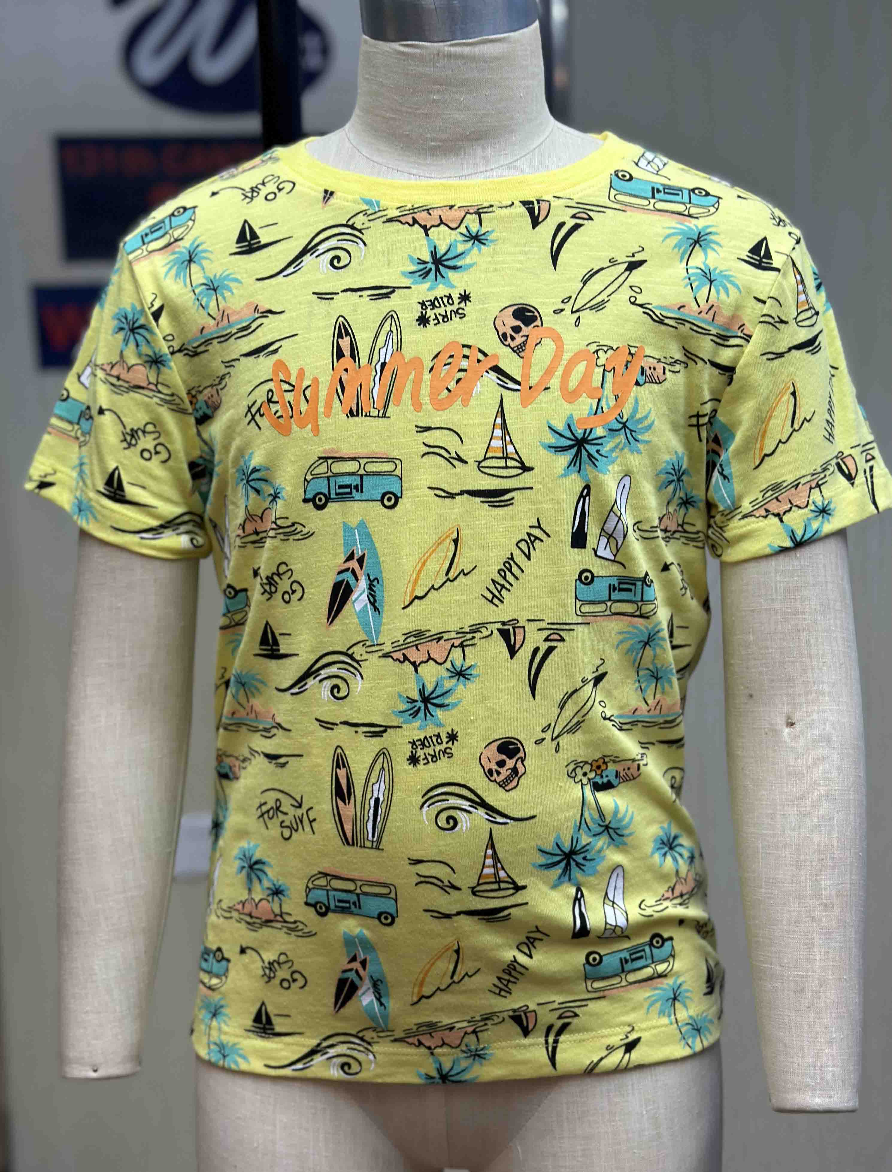 Kid print round neck tee