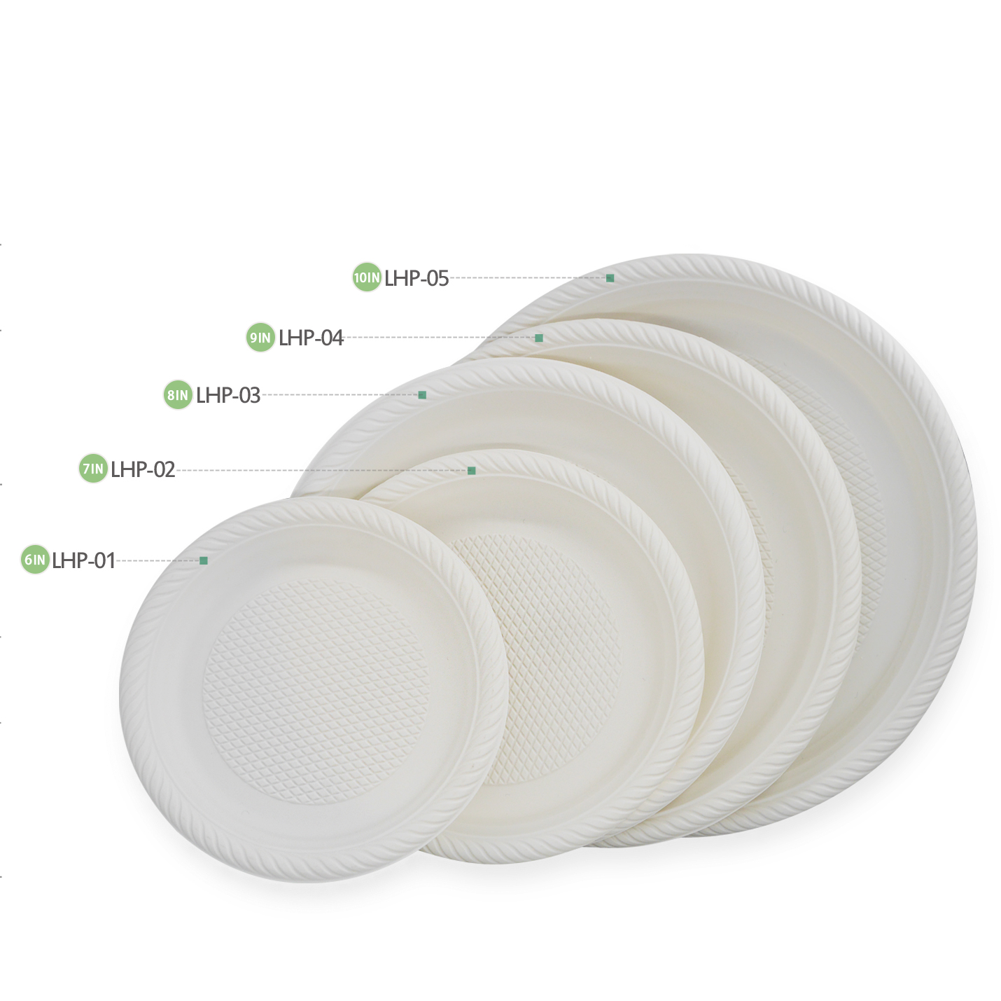 disposable biodegradable 6" 7" 8" 9" 10" round plate LHP-01