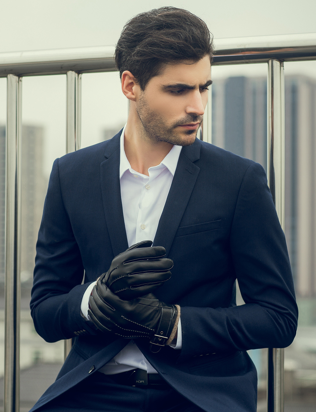 men's touchscreen sheepskin leather glove