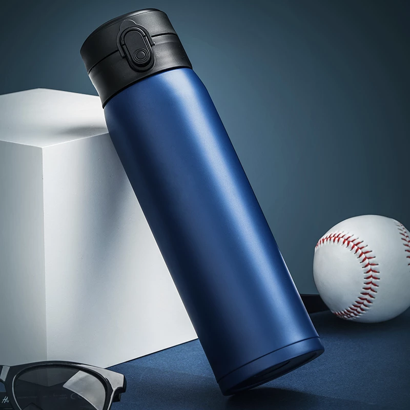 UZSPACE 500ml insulated stainless steel long hot thermos water bottle with flip top and custom logo