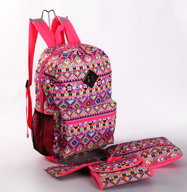 Wholesale promotional backpack simple style Camouflage school bag cheap price 5PC SET