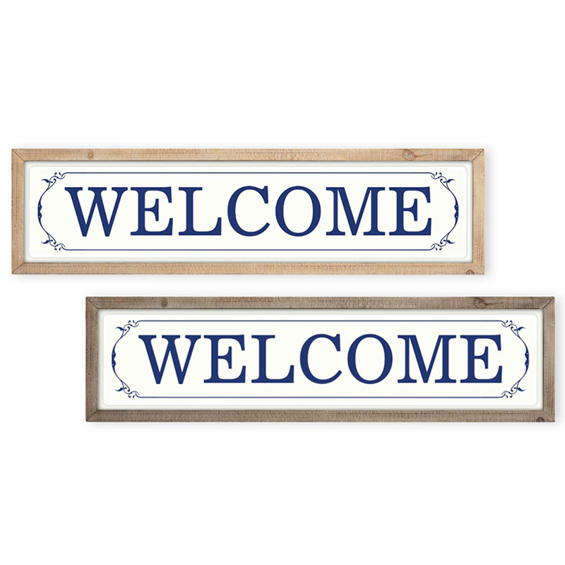 Rustic Metal and Wood Framed Sign Modern Farmhouse Wall Hanging WELCOME Sign Home Decor