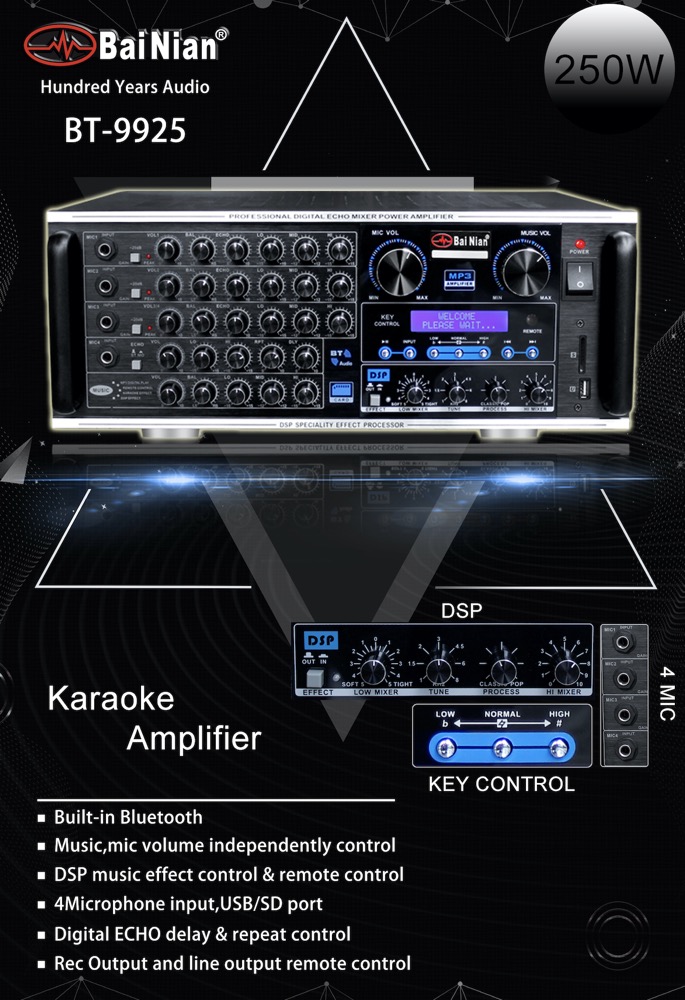 2021 Amplifier-Stereo 2 channel Digital Big Powerful Amplifier with DSP effect bulit in Double Layer Print PCB Board Bluetooth/USB/SD