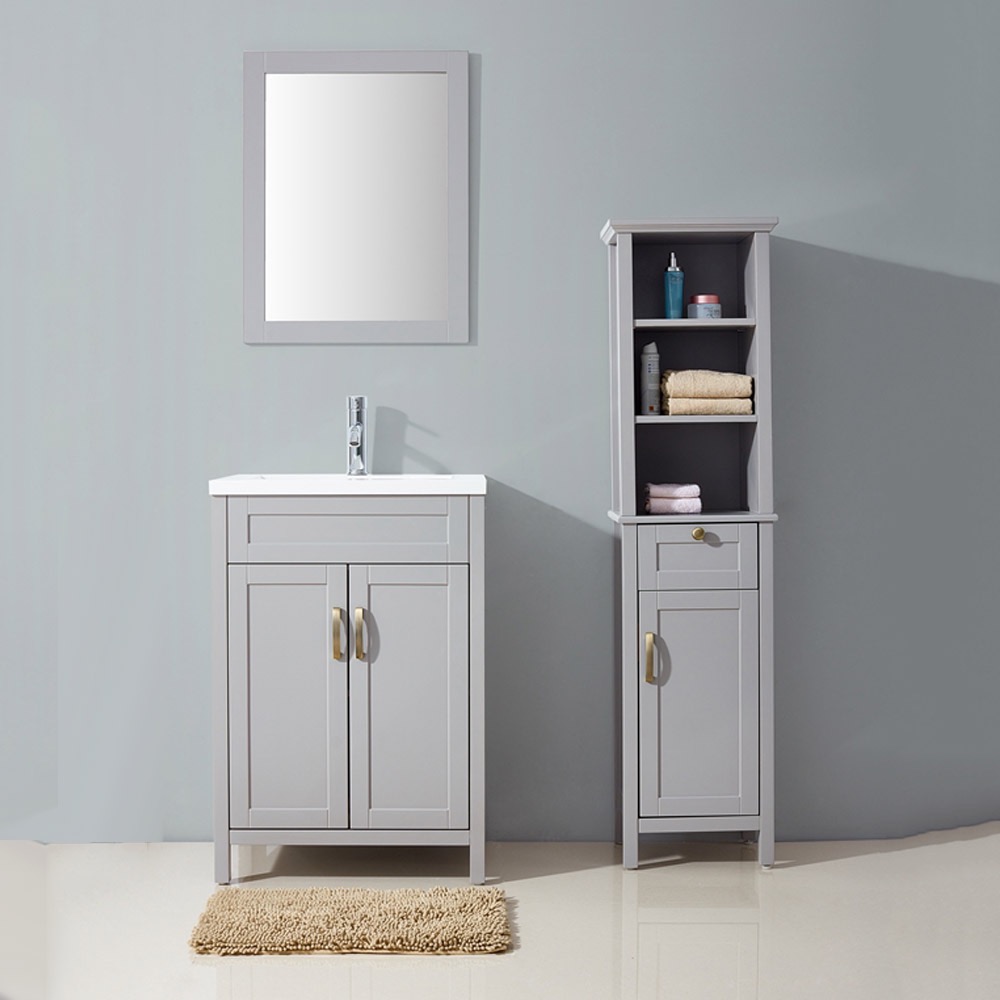 Pure White PVC bathroom vanities cabinet 2 Drawers Bathroom Vanity Cabinet with mirror