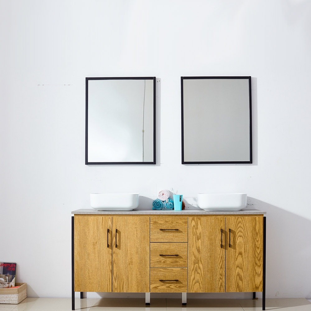 Pure White PVC bathroom vanities cabinet 2 Drawers Bathroom Vanity Cabinet with mirror