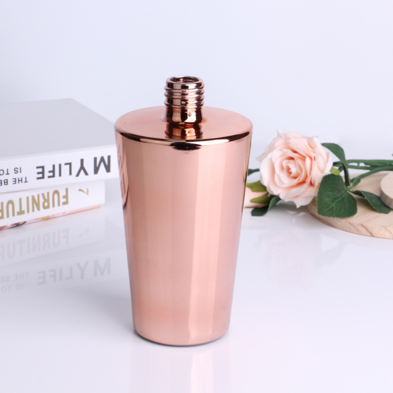 Electroplated Blue Color Heavy Bottom Big Size Glass Reed Diffuser Bottles Aroma Bottles