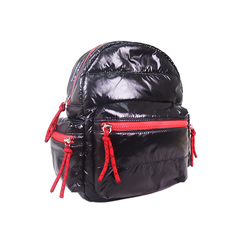 Black glossy contrasted-color detail backpack
