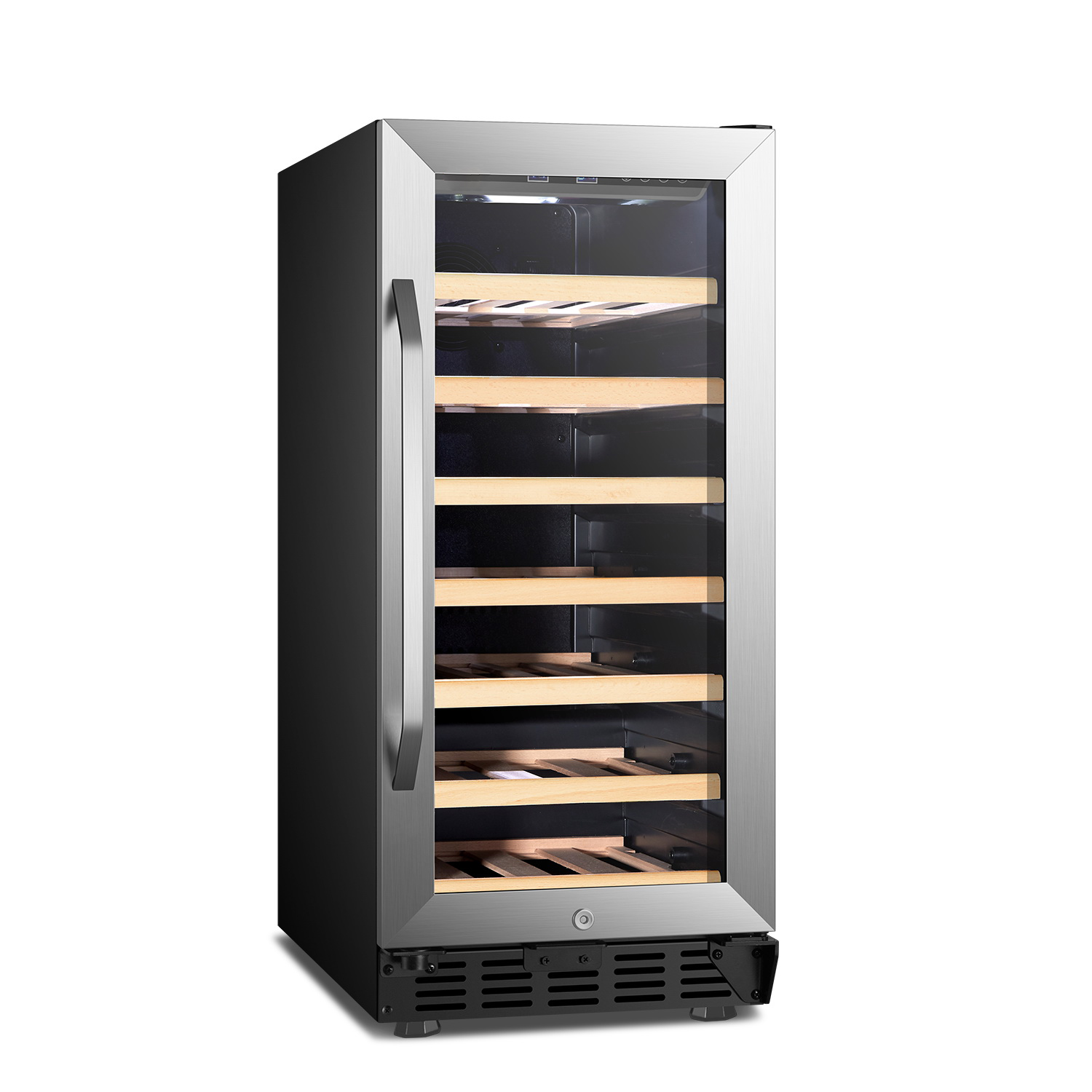 31-33 Bottles Single Zone Stainless Steel Glass Door Wine Cooler