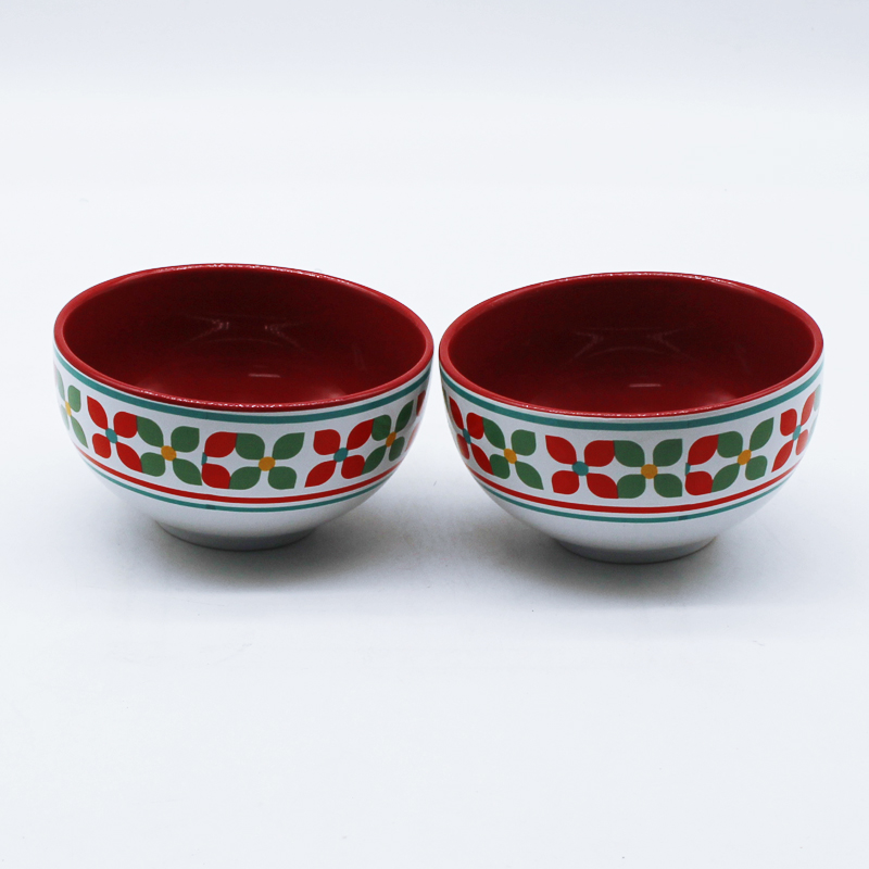 Solid color ceramic bowl with decal printing design