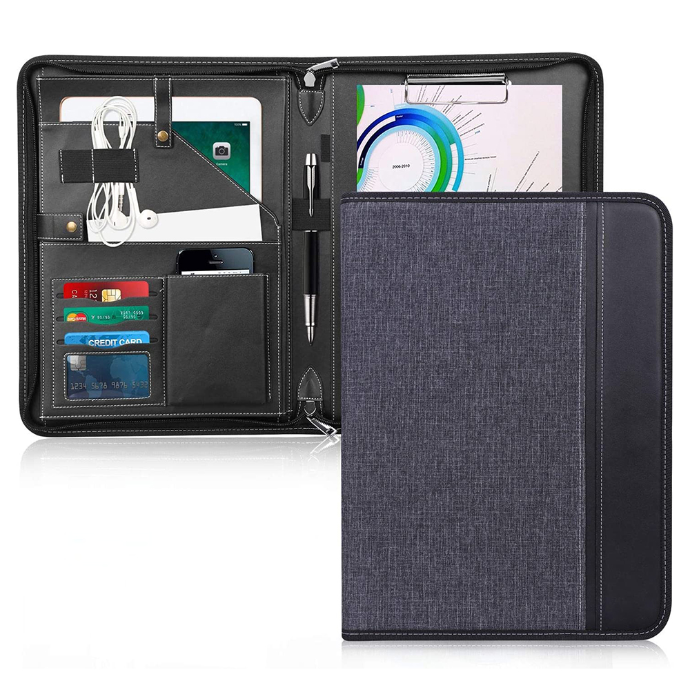 Letter A4 Size Clipboard Conference Folder Document Organizer Zippered Padfolio Portfolio Case