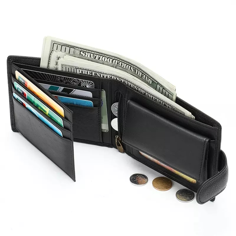 OEM Factory Manufacturer Men Card Holder Wallets Purses High Quality Bifold Genuine Leather Wallet