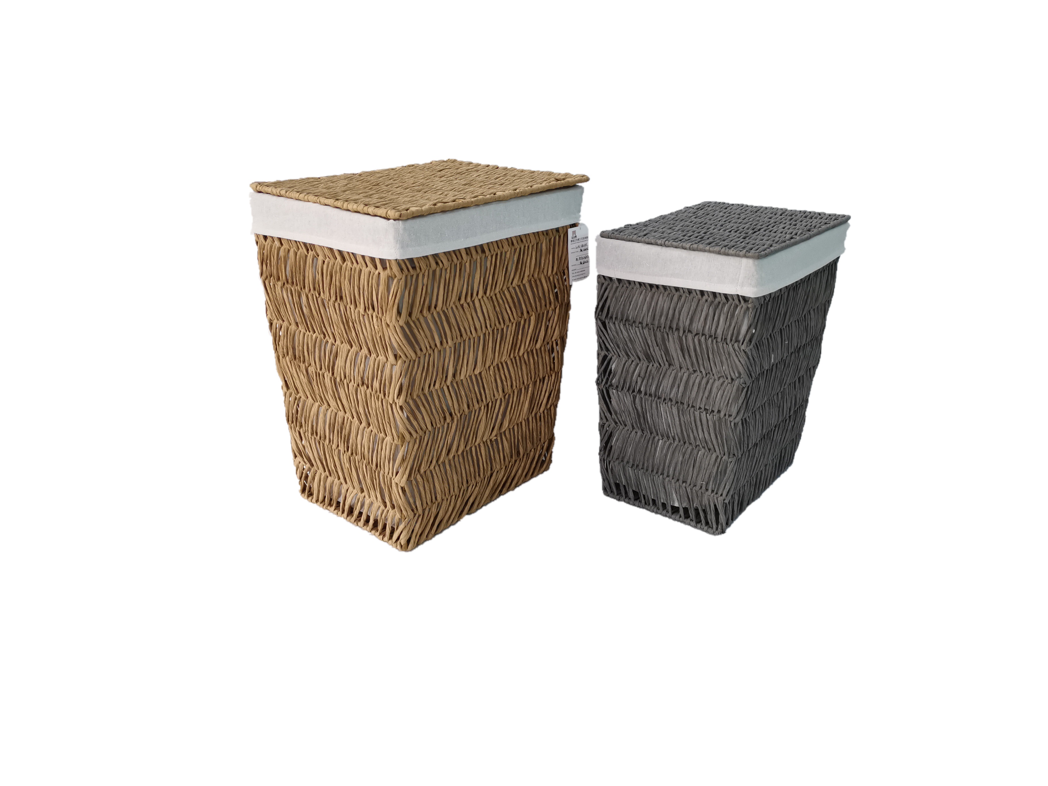 zhengheshun paper rope set 2 laundry basket with fabric lining for bedroom