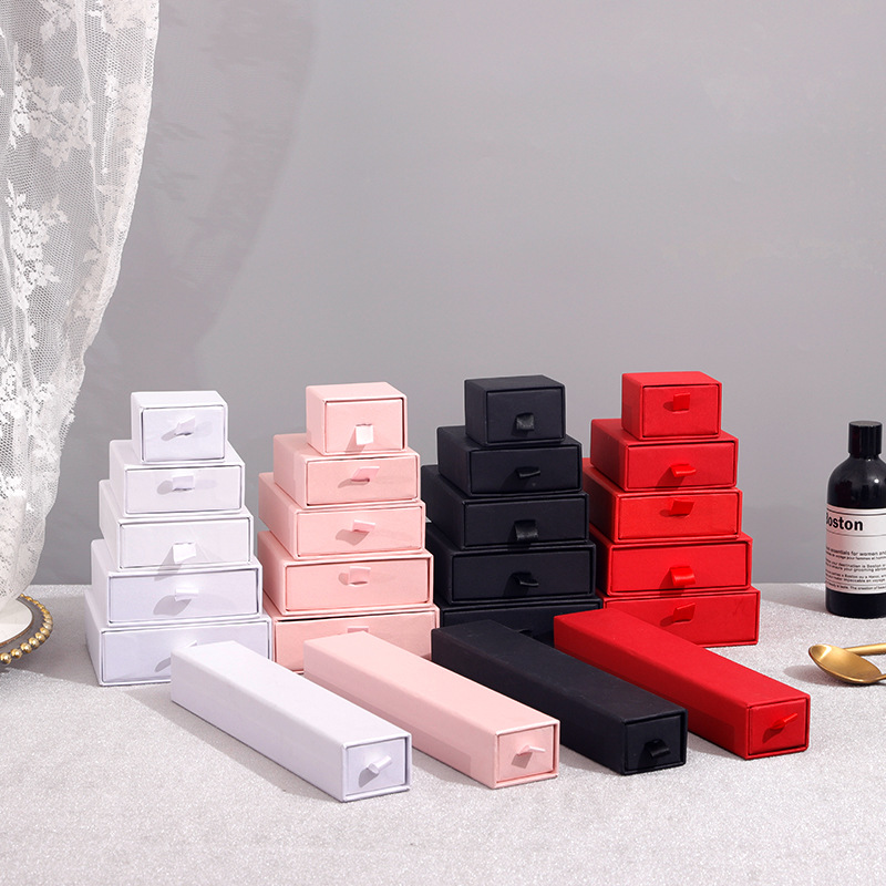 Custom Logo Rigid Sliding Out Drawer Box Fancy Gift Box For Jewelry Storage Retail Box With Ribbon