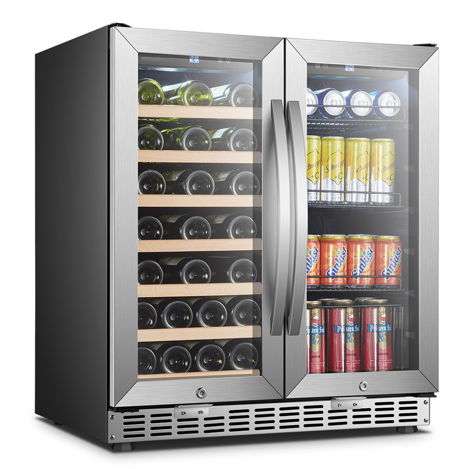USF-66B 30 Inch Wide Wine & Drink Fridge Cooler, 33 Bottles and 70 Cans Beverage Cooler Wine Cooler