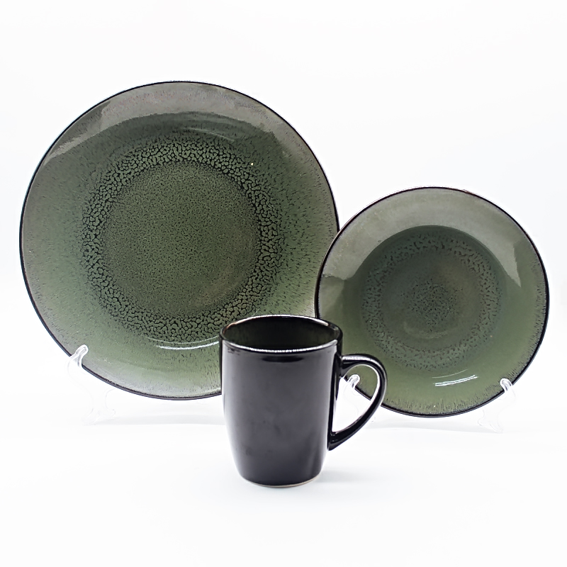 Reaction glazed ceramic dinner set