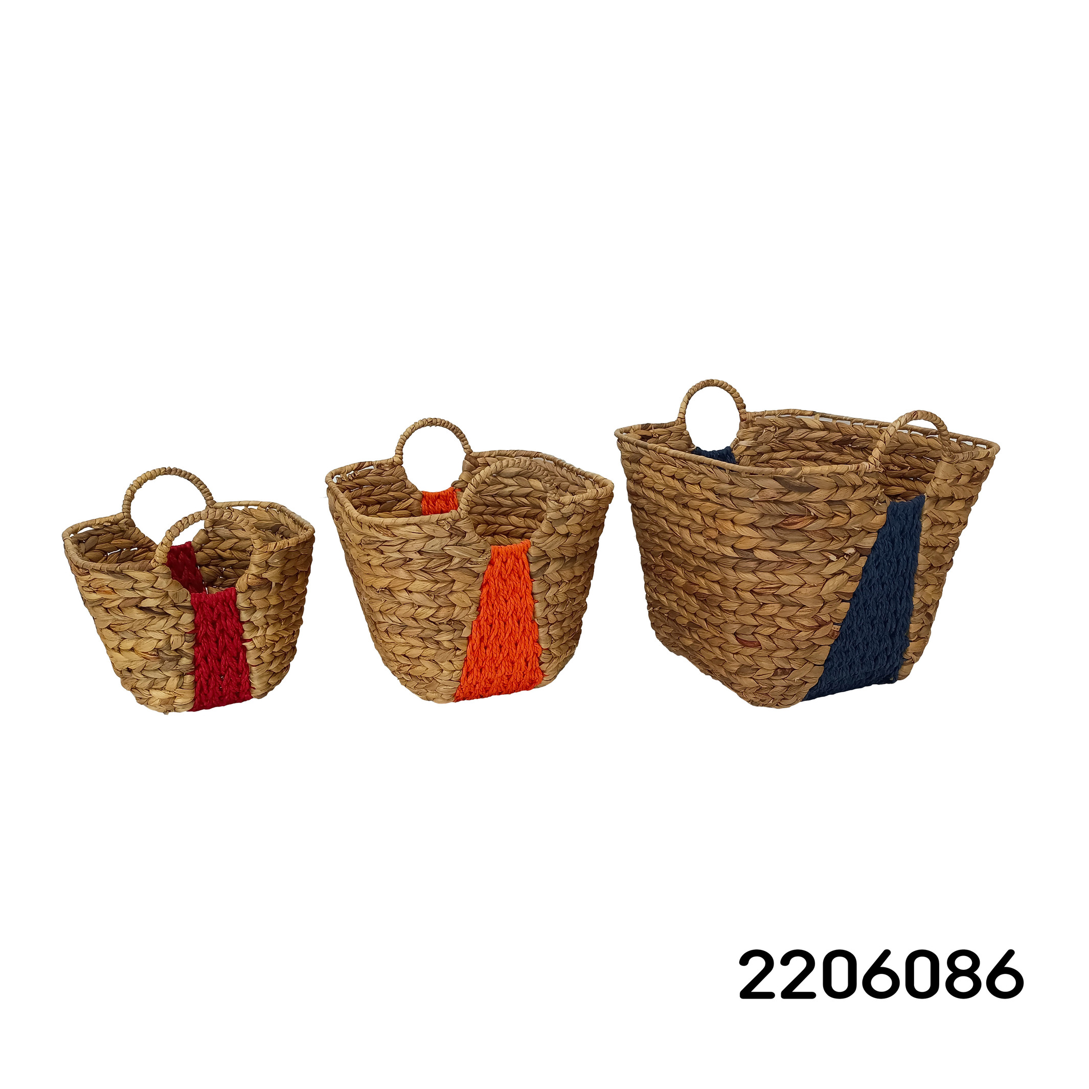 S/3 water hyacinth and paper rope baskets