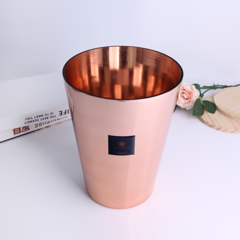 Big size 30oz pink and copper colored barrel shapeglass candle jar for candle making