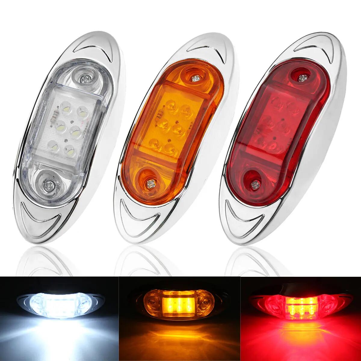 YN-951822 24V 6 LED chrome plated side marker lamp for buses, trucks, trailers, tractors, boats, etc