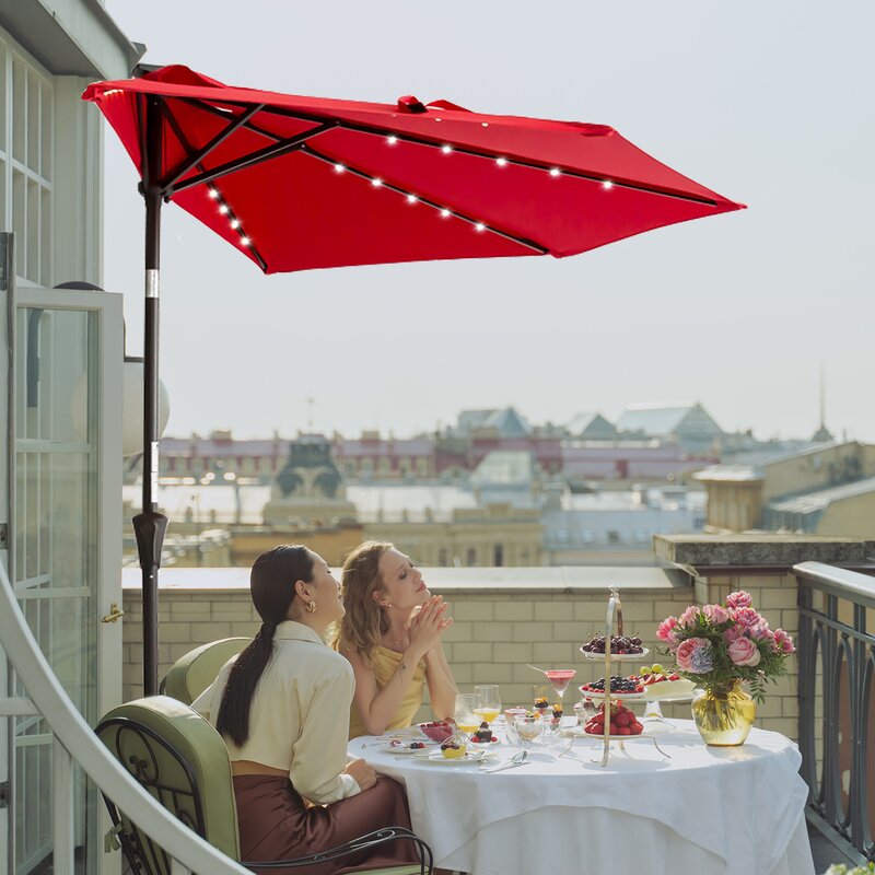 Taicheng 2.7M LED half patio table stand umbrella outdoor garden sunshade umbrella parasol