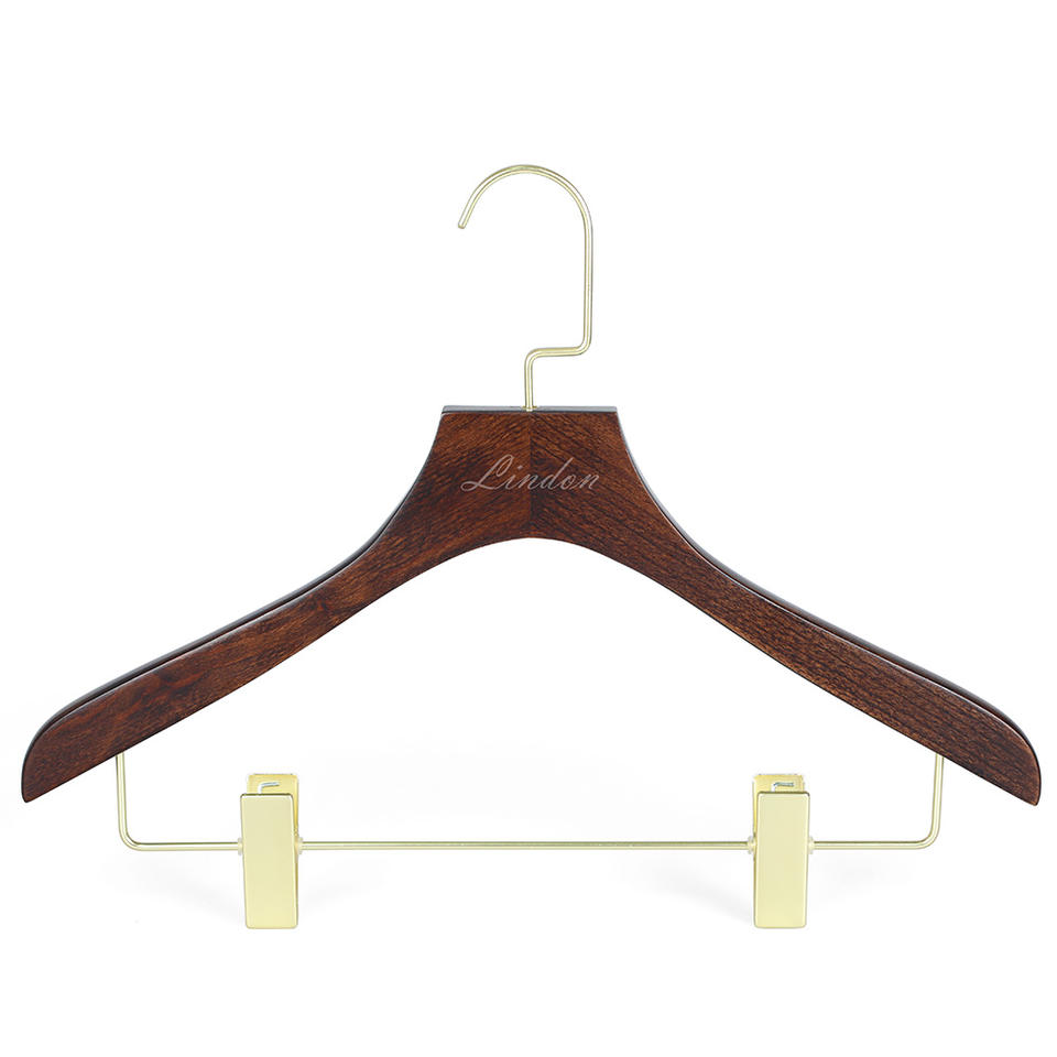 Luxury Gold Clips Beech Wood Hangers