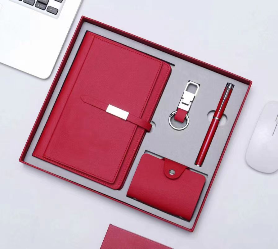 PU Leather Power Bank charging Portfolio Hard Cover Thick Journal Notebook with pen,USB flash drive