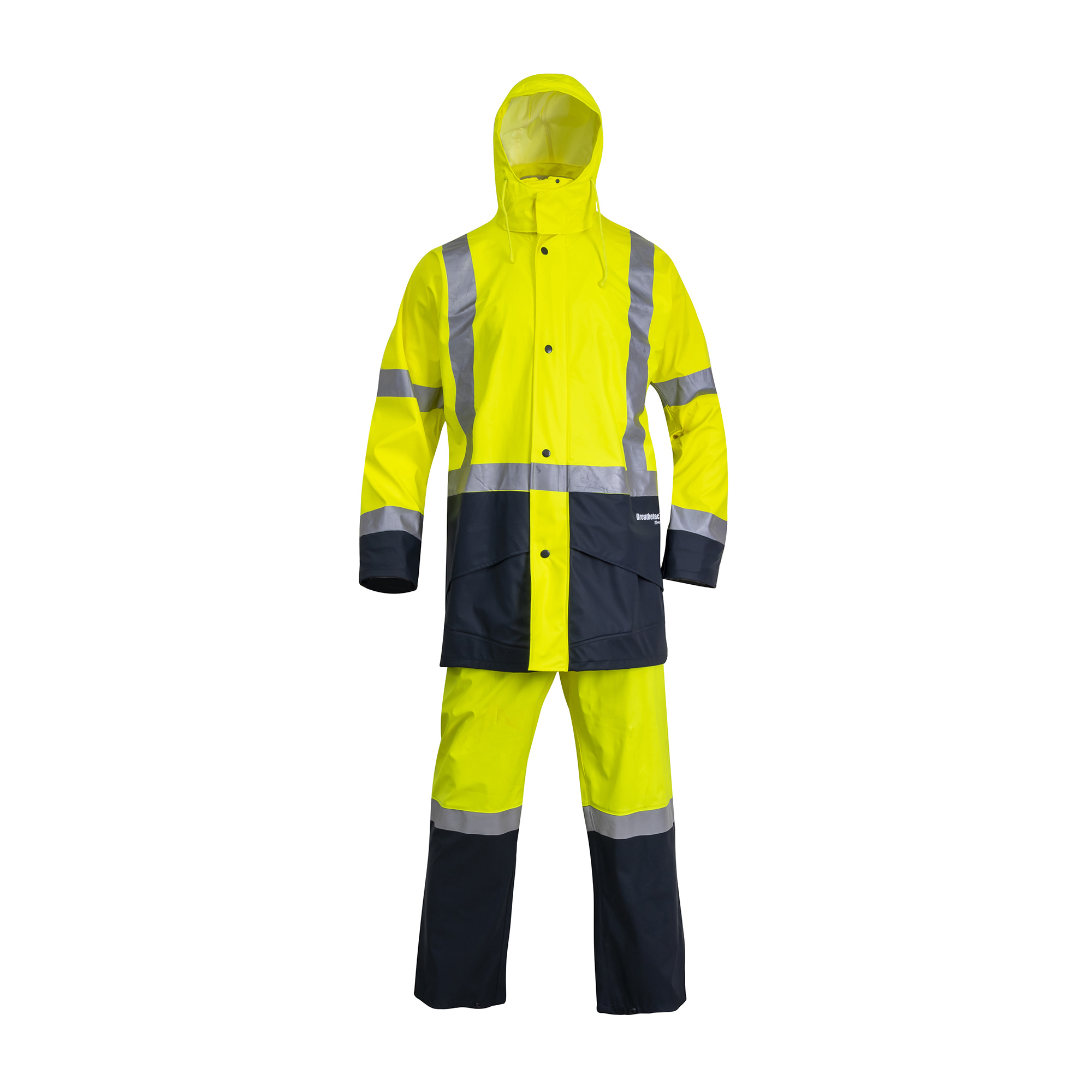 En343 Waterproof High Visibillity Work Clothes PU Rainwear Rainsuit Raincoat Workwear