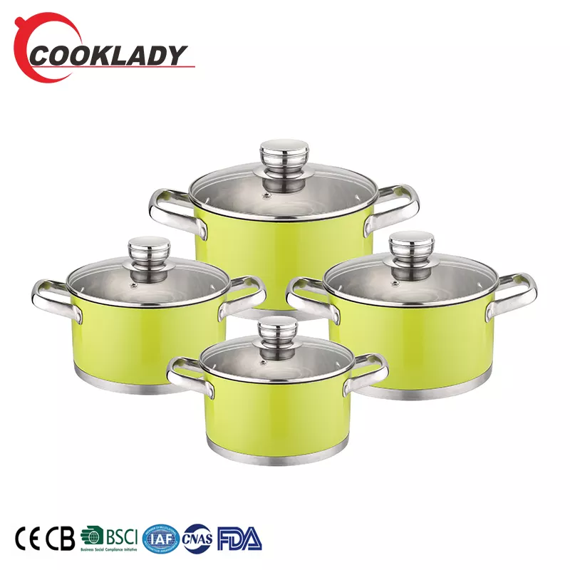 Wholesale Europe Kitchenware Sets Stainless Steel Outside Coating Cookware