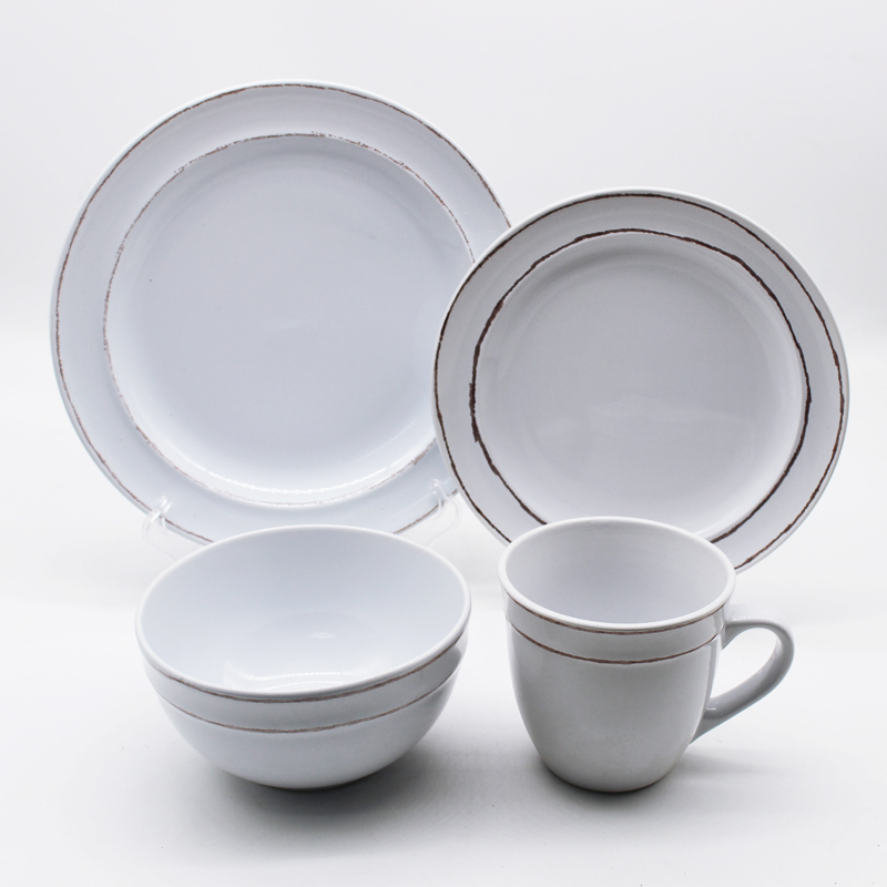Set of 16pcs ceramic dinnerware set with embossed deisgn