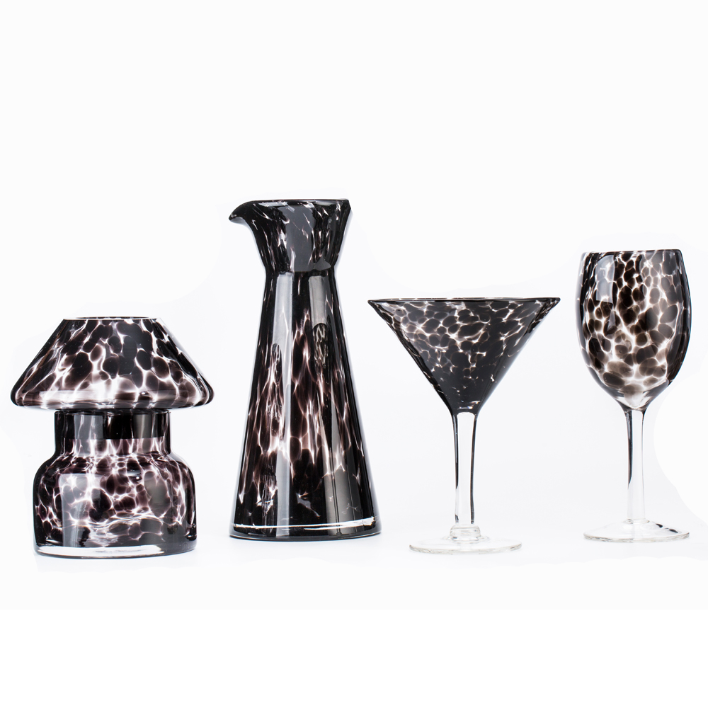 Mexican Style Blacik Dots Effect Drinking glass set wine glass