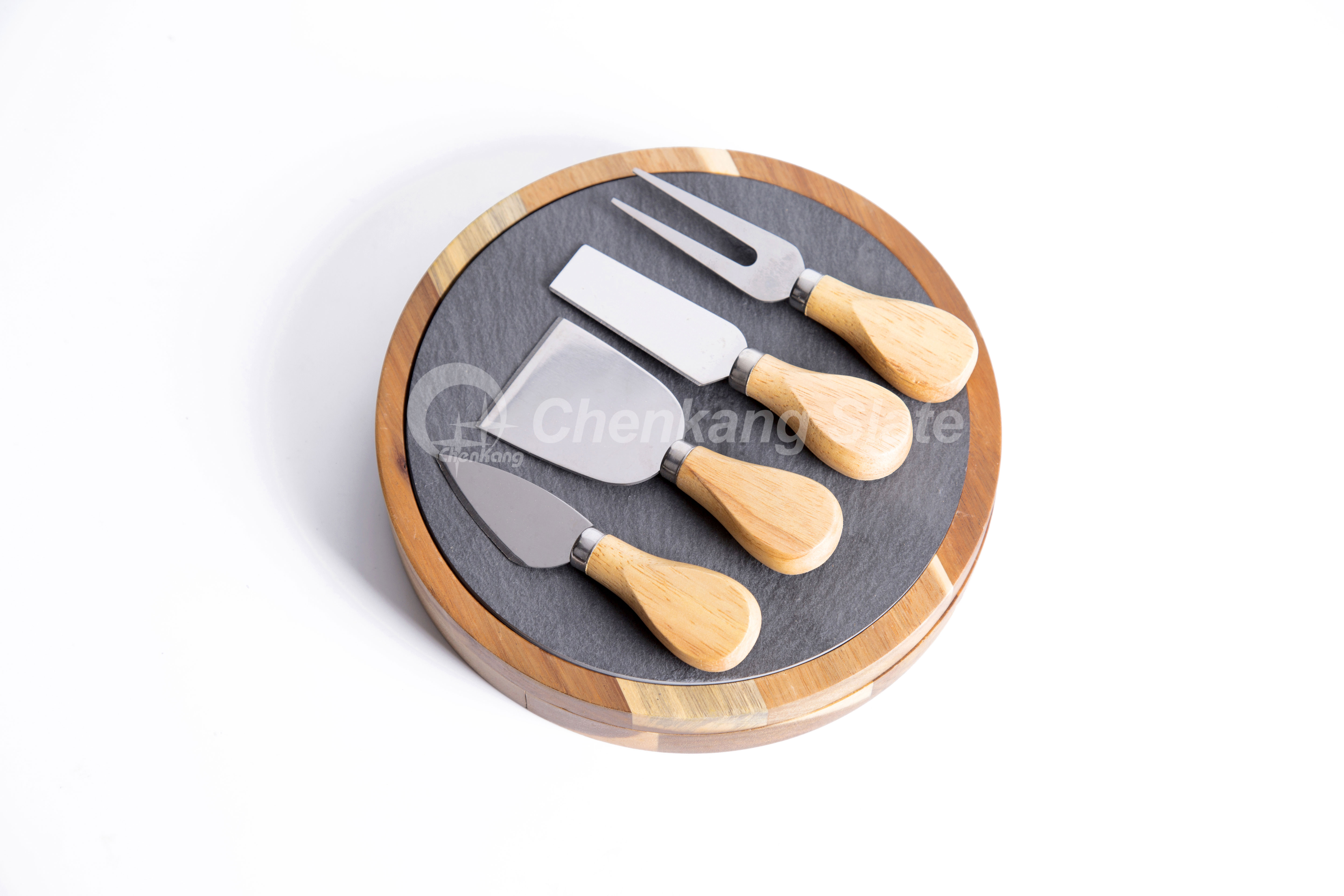 Slate And Acacia Wood Cheese Set