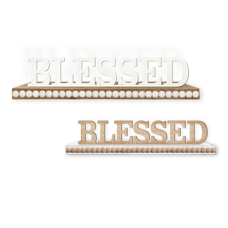 Factory Custom Table Top Rustic Home Decor Blessed Wood Letters Wood Word Decor Sign for Living Room