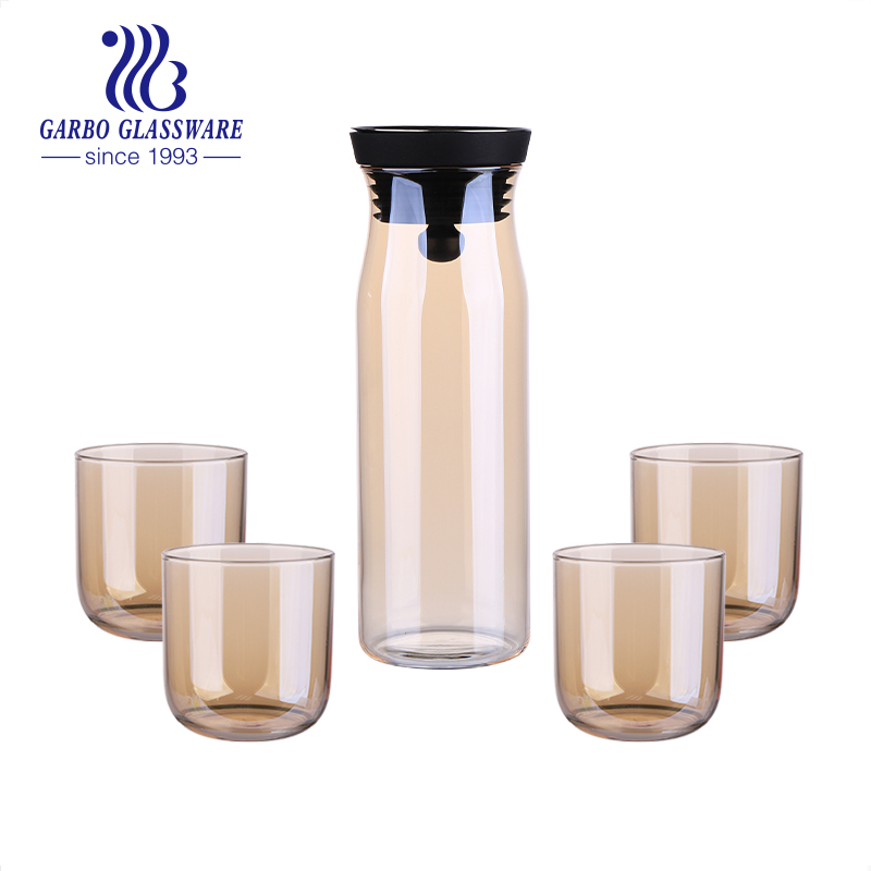 Ion plating gold glass water drinking set 5pcs glass water set for home