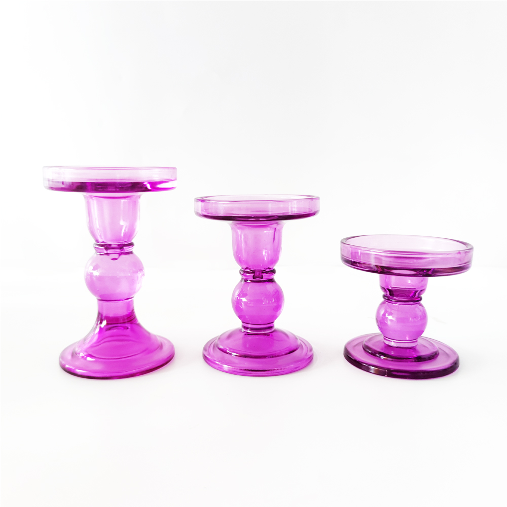 1 Ball Design Glass Candlestick Holder With Purple Color