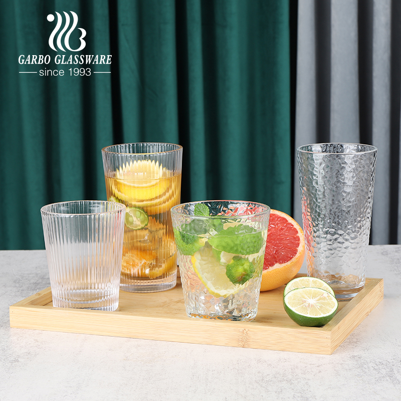 Hammer pattern glass tumbler clear glass cups for daily use