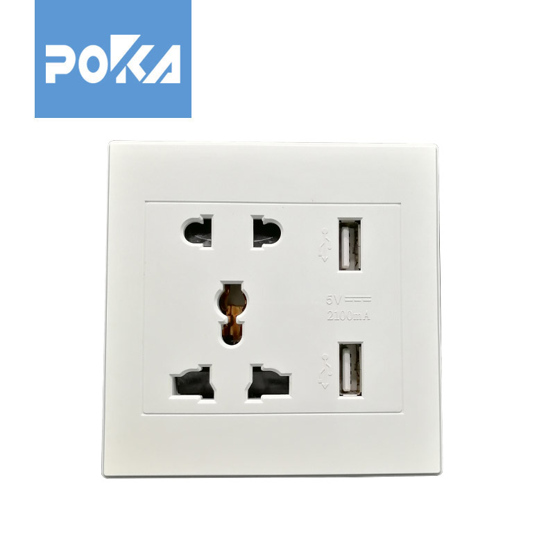 86 type universal wall socket with two USB port