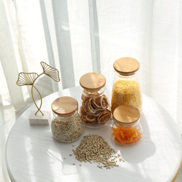 110*88mm Special-shaped BambooLids Glass Storage Jars