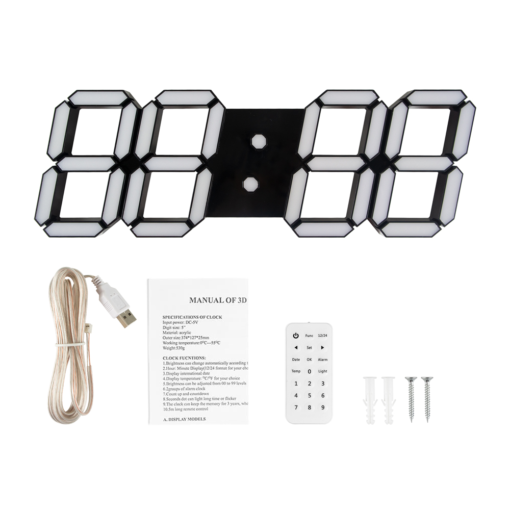 3D Digital LED Wall Clock for Home deco ET524M