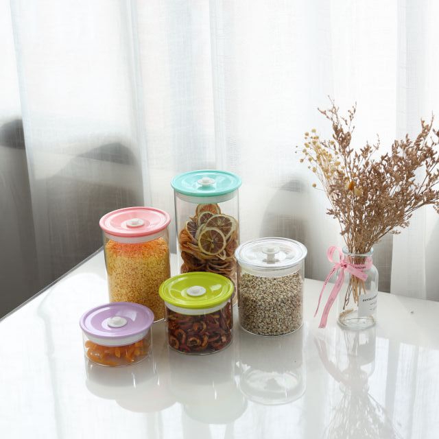 Plastic Lids Glass Storage Jars
