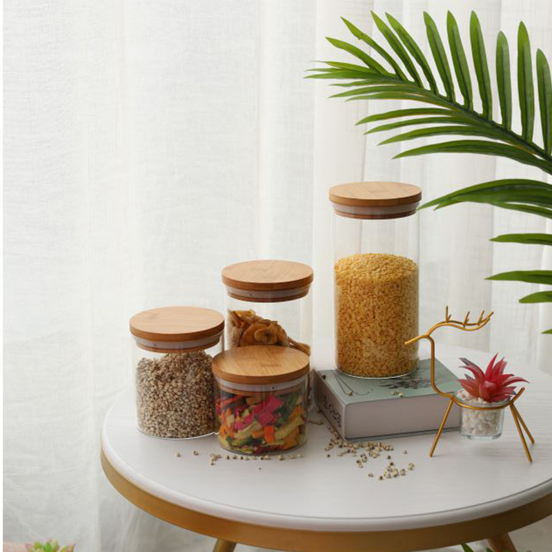 Diameter100mm Bamboo Lids Round Shape GlassJars