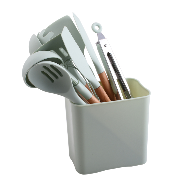 13Piece Wooden Handle Silicone Kitchen Utensils