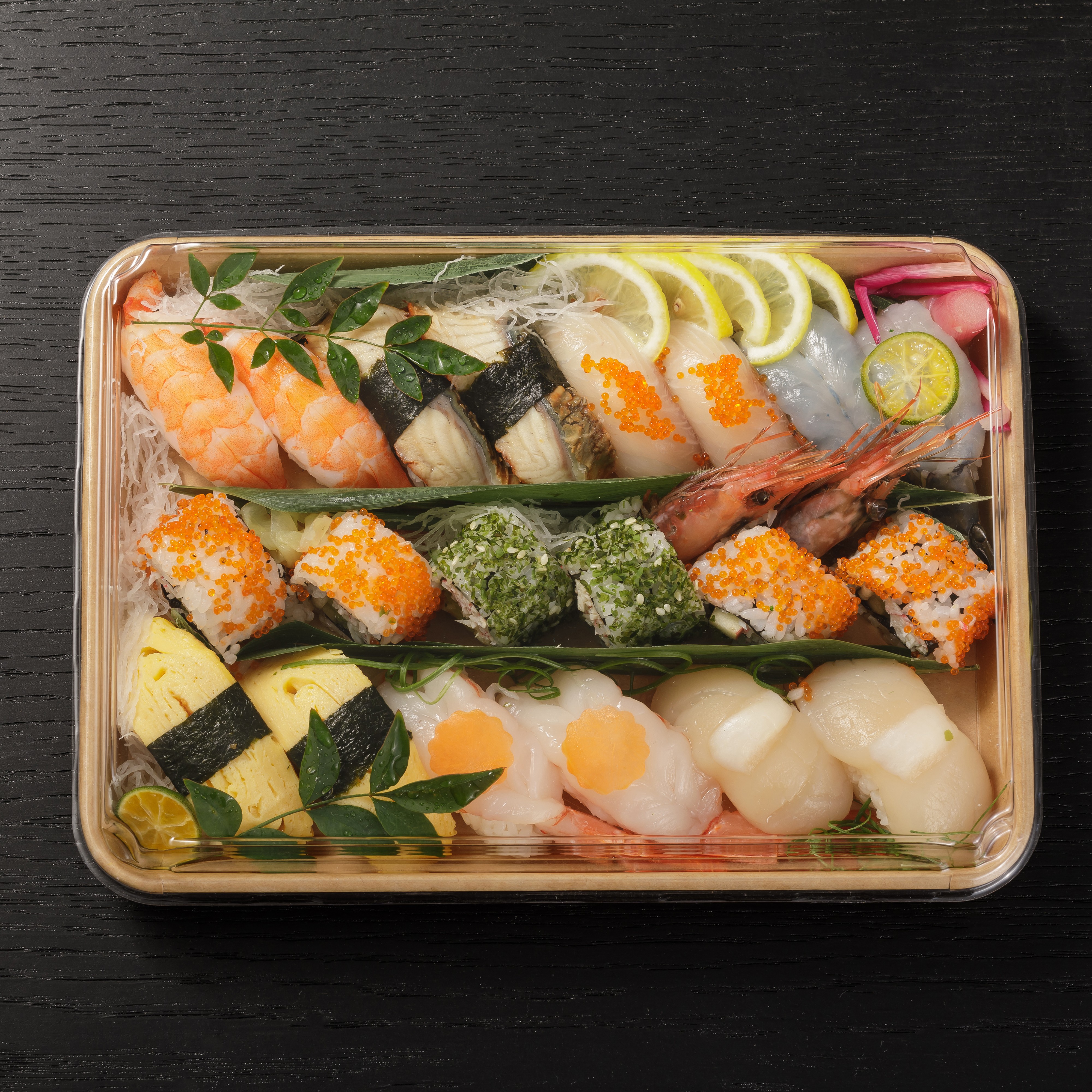 SM7-1111 Disposable Food Grade Kraft Paper Sushi Container with clear PET anti-fog Lid