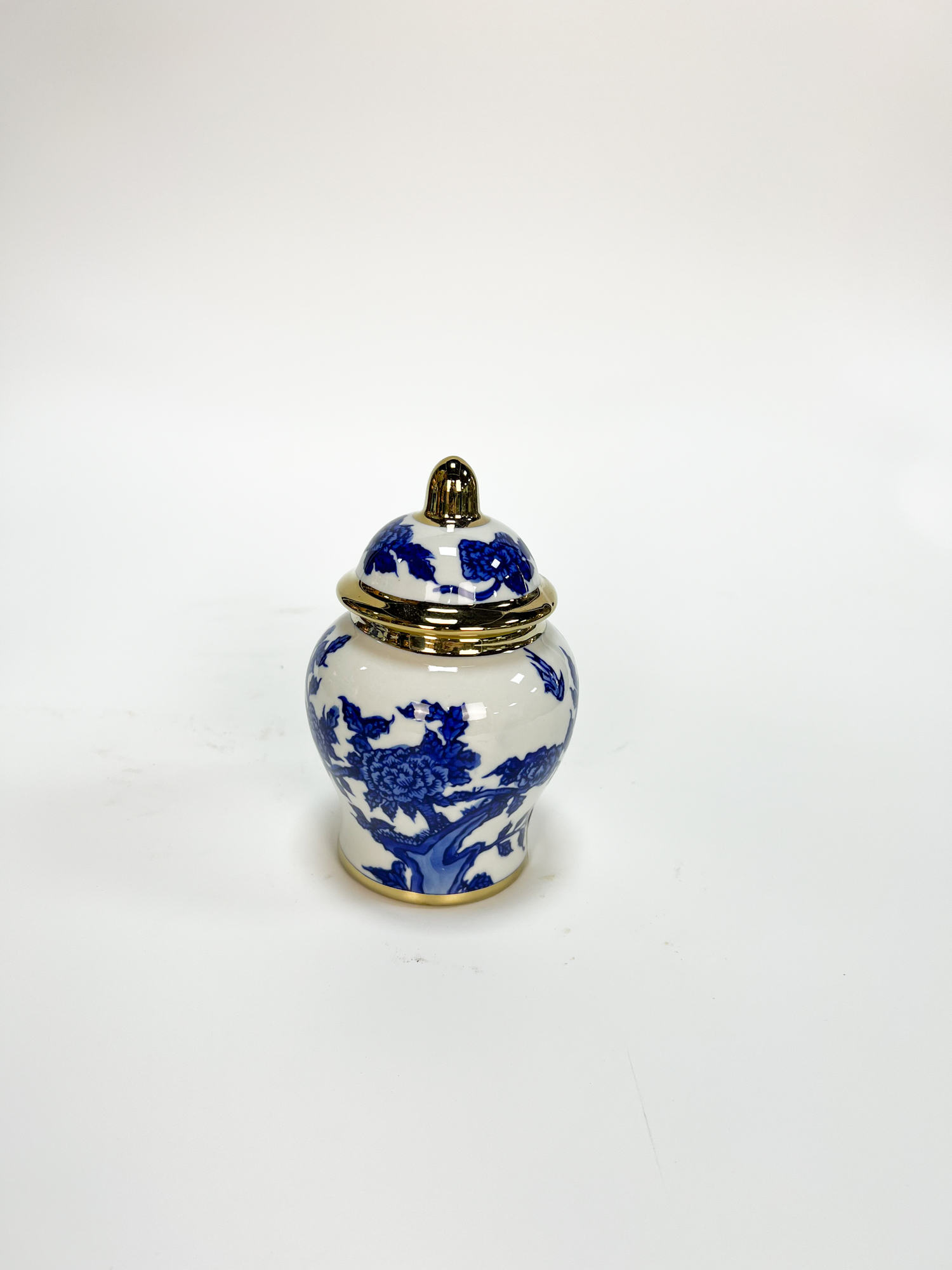 Porcelain Temple Jar 6/8/10" Blue And White