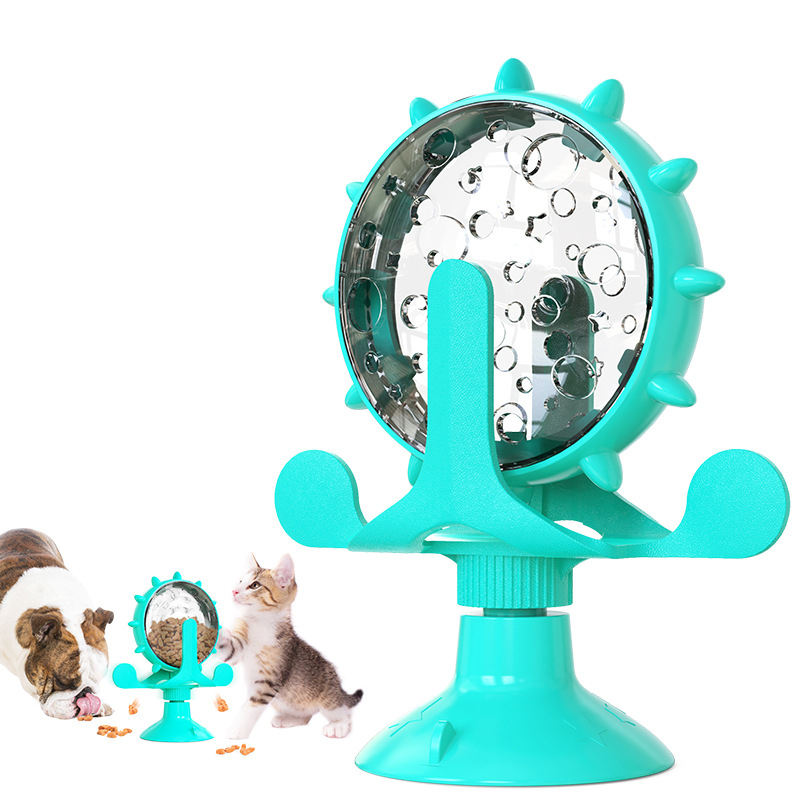 Spin Windmill Shaped Feeder Puzzle Toy Self Play Toy Dog Cat Treat Ball