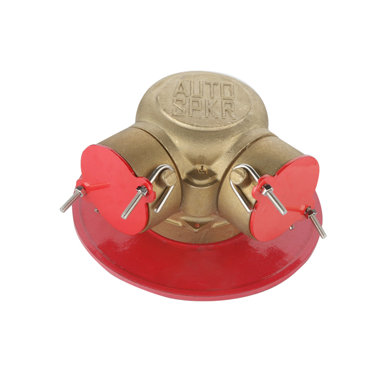 Slion Siamese Fire Equipment 90 Degree Bottom Outlet FDC Cast Brass FM UL ULC Single Clapper