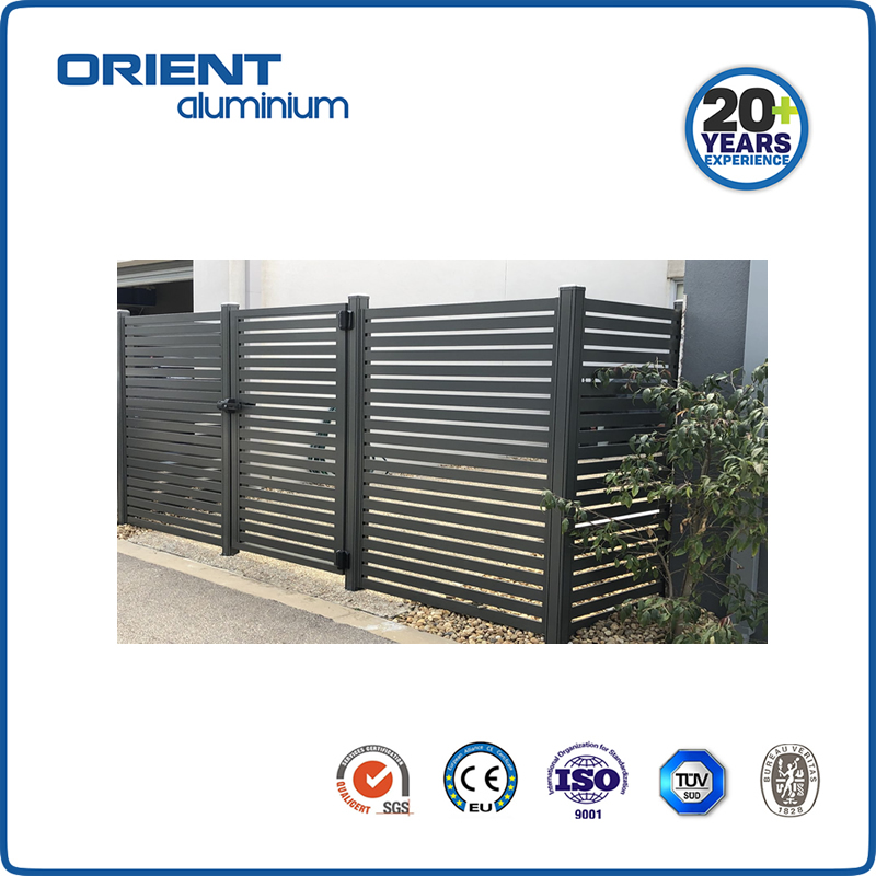 Aluminum Fence Panel Guardrail Material Square Profile with Wood Grain color For Posts Railin