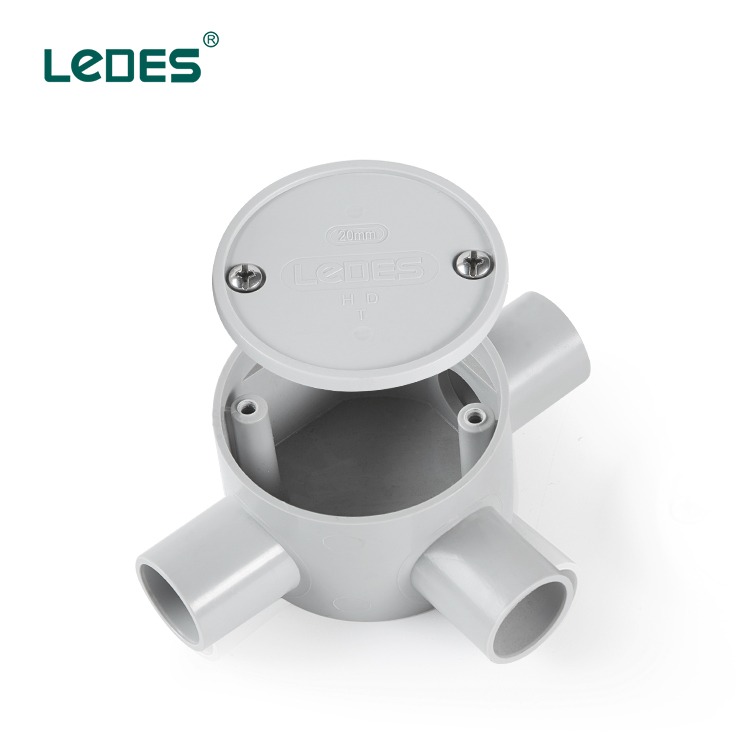 Ledes 20mm LSZH Electrical Junction Box Outdoor Switch Boxes 2 Angel Way Shallow - Grey