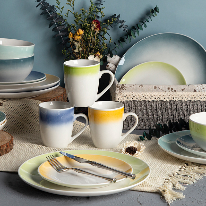 18pcs Dinner Set With Spraying Colors Design