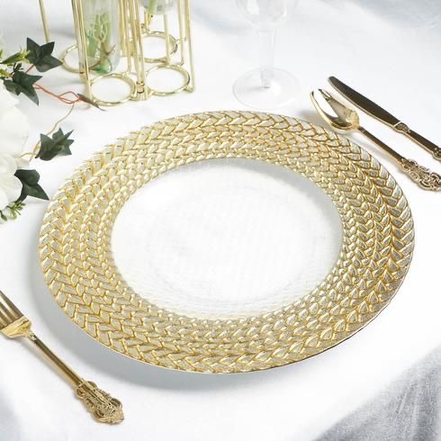 French Style Decor Gold Leaf Charger Plate Ornate Charger Plates for table decor