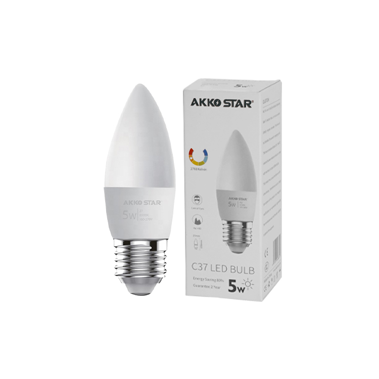 5W C37 E27 3000k candle light led light